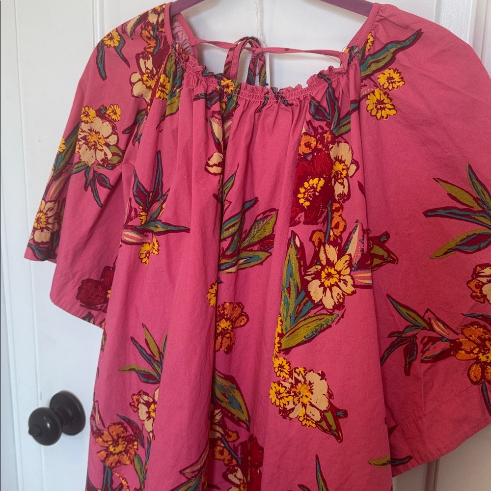 Free People Jodie Pink Floral Off-Shoulder mini Dress medium - Picture 5 of 9